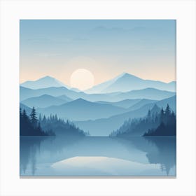 Misty mountains background in blue tone 77 Canvas Print