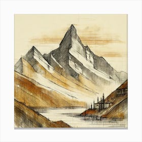 Firefly An Illustration Of A Beautiful Majestic Cinematic Tranquil Mountain Landscape In Neutral Col 2023 11 23t001215 Canvas Print