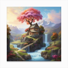 Tree House In The Forest Canvas Print