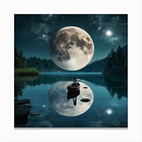 Moonlight In A Canoe Canvas Print