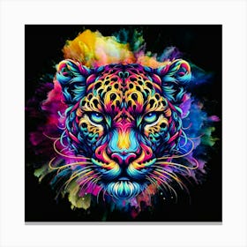 Psychedelic Leopard abstract colour burst Canvas Print