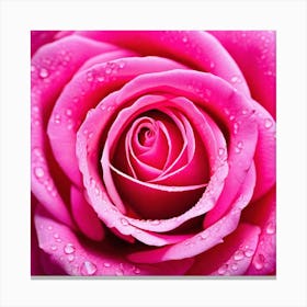 Pink Rose With Water Droplets 4 Canvas Print