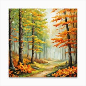 Forest In Autumn In Minimalist Style Square Composition 6 Canvas Print