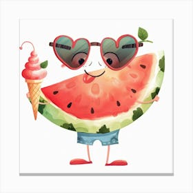 Cartoon Watermelon Canvas Print