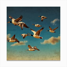 Flock Of Geese Flying Canvas Print