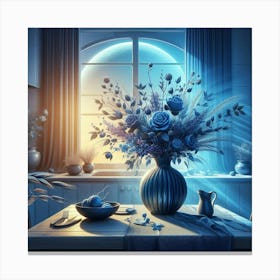 Blue Flowers In A Vase 1 Canvas Print