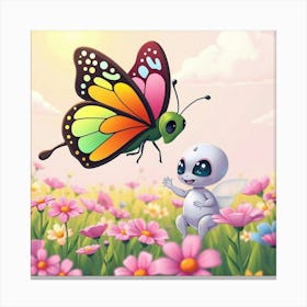 Alien Baby And Butterfly Canvas Print