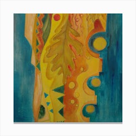 Oak Leaf, Blue and Orange Canvas Print