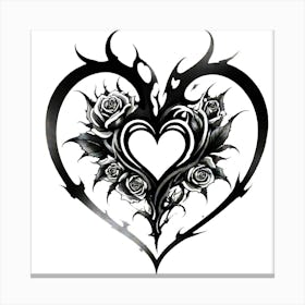 Black And White Heart Tattoo Canvas Print