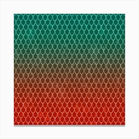 Red Green Mermaid Pattern Background Canvas Print