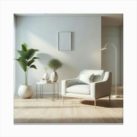 White Living Room 1 Canvas Print