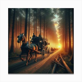 Stagecoach In The Woods Canvas Print