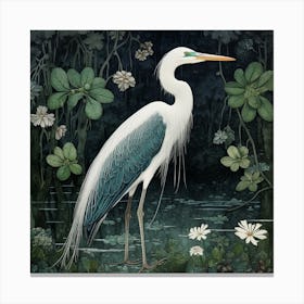 Ohara Koson Inspired Bird Painting Great Blue Heron 5 Square Canvas Print