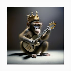 Monkey Playing Guitar Canvas Print