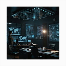 Man In A Dark Office Canvas Print