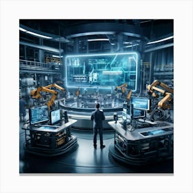 A Detailed Digital Rendering Of Advanced Industrial Cyber Management Process Engineered Automatons 2 1 Canvas Print