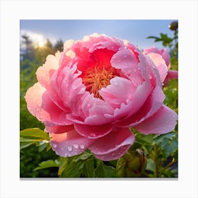 Pink Peony Flower Canvas Print