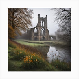 Abbey by the river Canvas Print