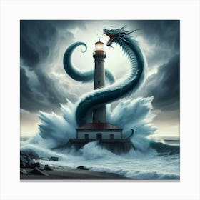 Dragon And Lighthouse Canvas Print