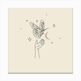 Butterfly In The Hand Canvas Print