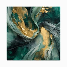 Emerald Gold Flow 3 Canvas Print