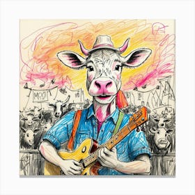 Cow Playing Guitar 9 Canvas Print