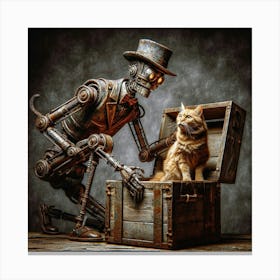 Cat And A Robot Canvas Print