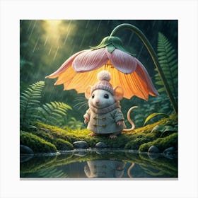 Mouse In The Rain Canvas Print