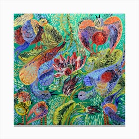 Fantasy bright flowers oil painting Canvas Print