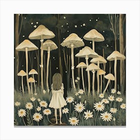 Wild Mushrooms Fairycore Painting 2 Canvas Print