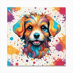 Colorful Dog With Splashes Canvas Print