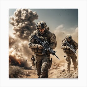 Two Soldiers In The Desert Canvas Print