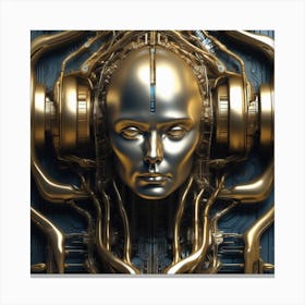 Golden Robot Head 1 Canvas Print