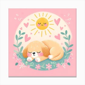 Puppy Sleeping In The Sun 1 Canvas Print