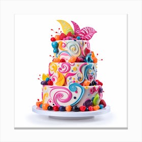 Colorful Cake With White Background Canvas Print