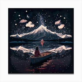 Lake Nature Mountains Scenery Landscape Water Forest Outdoors Boat Night Canvas Print