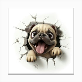 Pug Peeking Through A Hole 1 Canvas Print