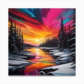 Sunset Over The River Canvas Print