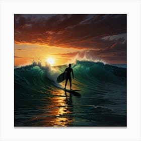 Surfer At Sunset 10 Canvas Print