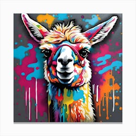 Llama With Splatters Canvas Print