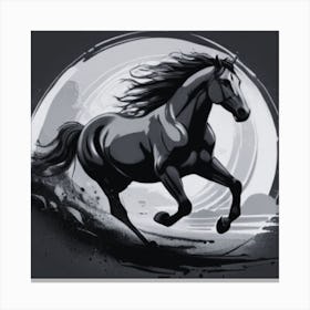 Horse Running In The Moonlight Canvas Print