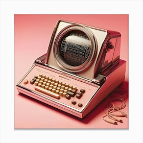 Old 1950s Computer On A Pink Background, Retro Futurism 1 Canvas Print