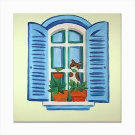 Open Window With Cat Matisse Style Amalfi Coast 5 Canvas Print