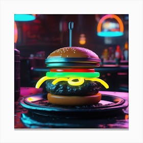 Neon Burger 3 Canvas Print