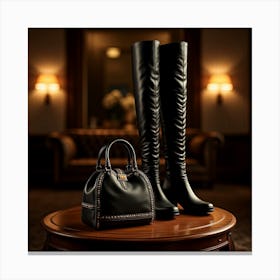 Black Boots And Handbag 2 Canvas Print