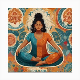 Meditating Woman Energy auras Canvas Print