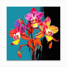 Andy Warhol Style Pop Art Flowers Monkey Orchid 3 Square Canvas Print