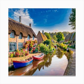 Houseboats On A Canal Toile