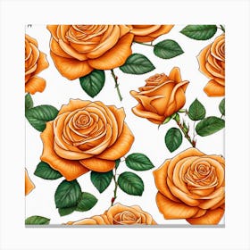 Orange Roses Seamless Pattern 6 Canvas Print