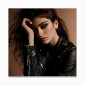 Model In Leather Jacket Canvas Print